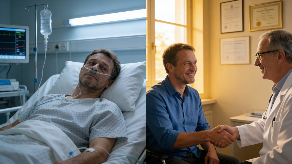 Transformation : d'un patient hospitalisé à un patient guéri remerciant son pneumologue